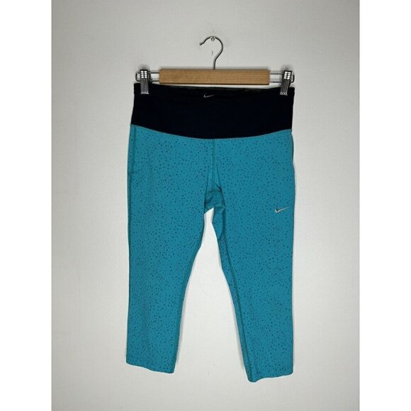 Nike Pro Dri Fit Workout Running Capri Cropped Leggings Pants Blue Size Small - Picture 1 of 10